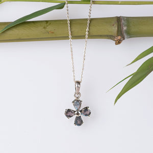 Sterling Silver Clover Gemstone Pendant