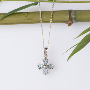 Sterling Silver Clover Gemstone Pendant