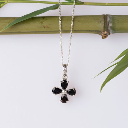 Sterling Silver Clover Gemstone Pendant
