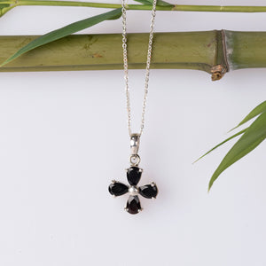 Sterling Silver Clover Gemstone Pendant