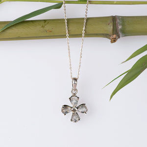 Sterling Silver Clover Gemstone Pendant