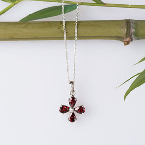 Sterling Silver Clover Gemstone Pendant