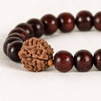 Moksha – Amritapuri Rudraksha & Rosewood Mala Bracelet