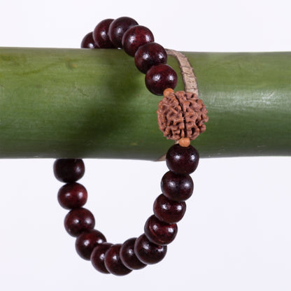 Moksha – Amritapuri Rudraksha & Rosewood Mala Bracelet