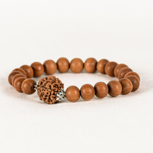 Pranava – Amritapuri Rudraksha & Whitewood Mala Bracelet