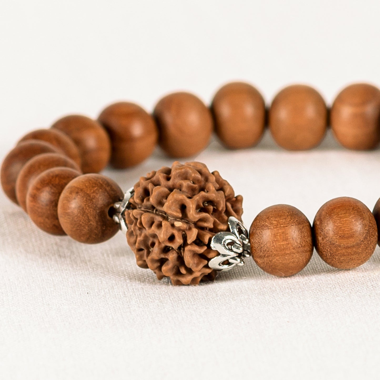 Pranava – Amritapuri Rudraksha & Whitewood Mala Bracelet