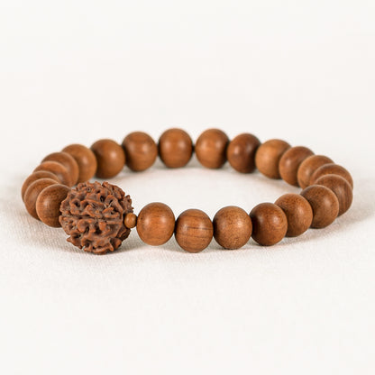 Omkara – Amritapuri Rudraksha & Whitewood Mala Bracelet