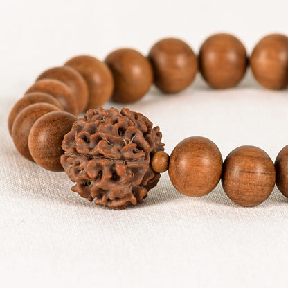 Omkara – Amritapuri Rudraksha & Whitewood Mala Bracelet