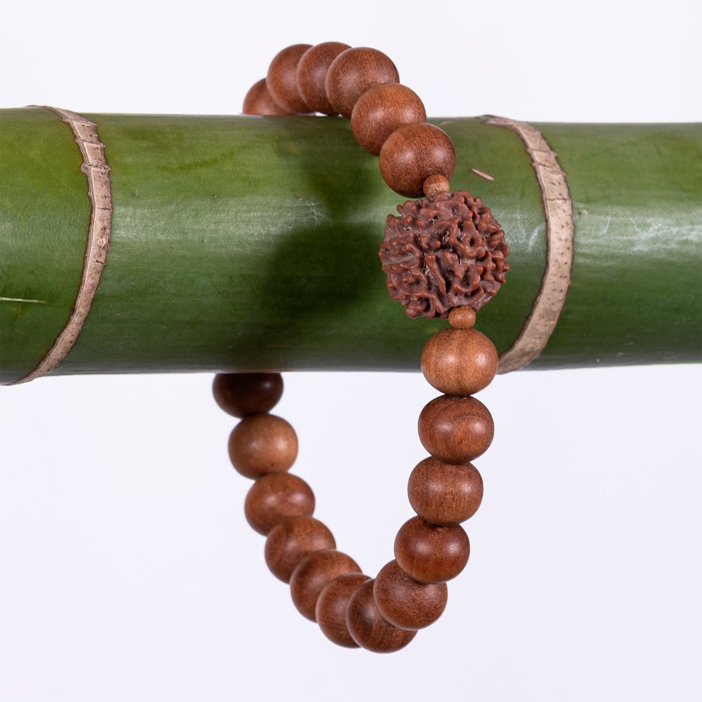 Omkara – Amritapuri Rudraksha & Whitewood Mala Bracelet