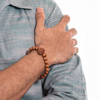 Omkara – Amritapuri Rudraksha & Whitewood Mala Bracelet