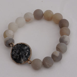 Silver Shimmer Medallion Natural Druzy Beads