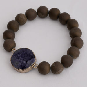 Sparkling Amethyst Medallion Golden Shimmer Beads