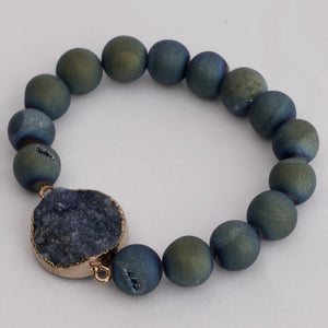 Lagoon Blue Medallion Peacock Shimmer Beads