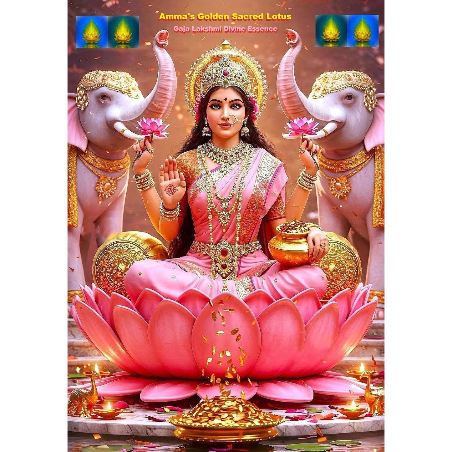 Amma's Golden Sacred Lotus (Gaja Lakshmi - Abundance)