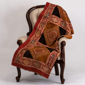 Rich Chocolate and Burnt Copper Velvet with Red-White