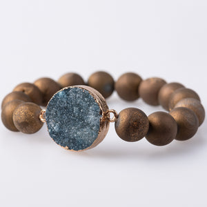 Ocean Blue Medallion Bronze Shimmer Beads