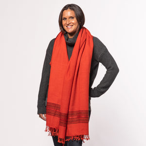 Women’s  Kullu Wool Handloom Wrap, Classic Border