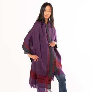 Women’s  Kullu Wool Handloom Shawl, Classic Border