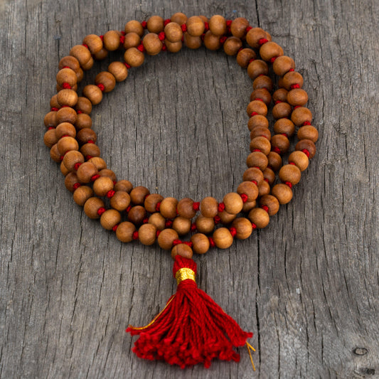 Sandalwood Mala On Knotted Cord