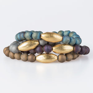 Gold Drum Druzy-Agate Bracelet
