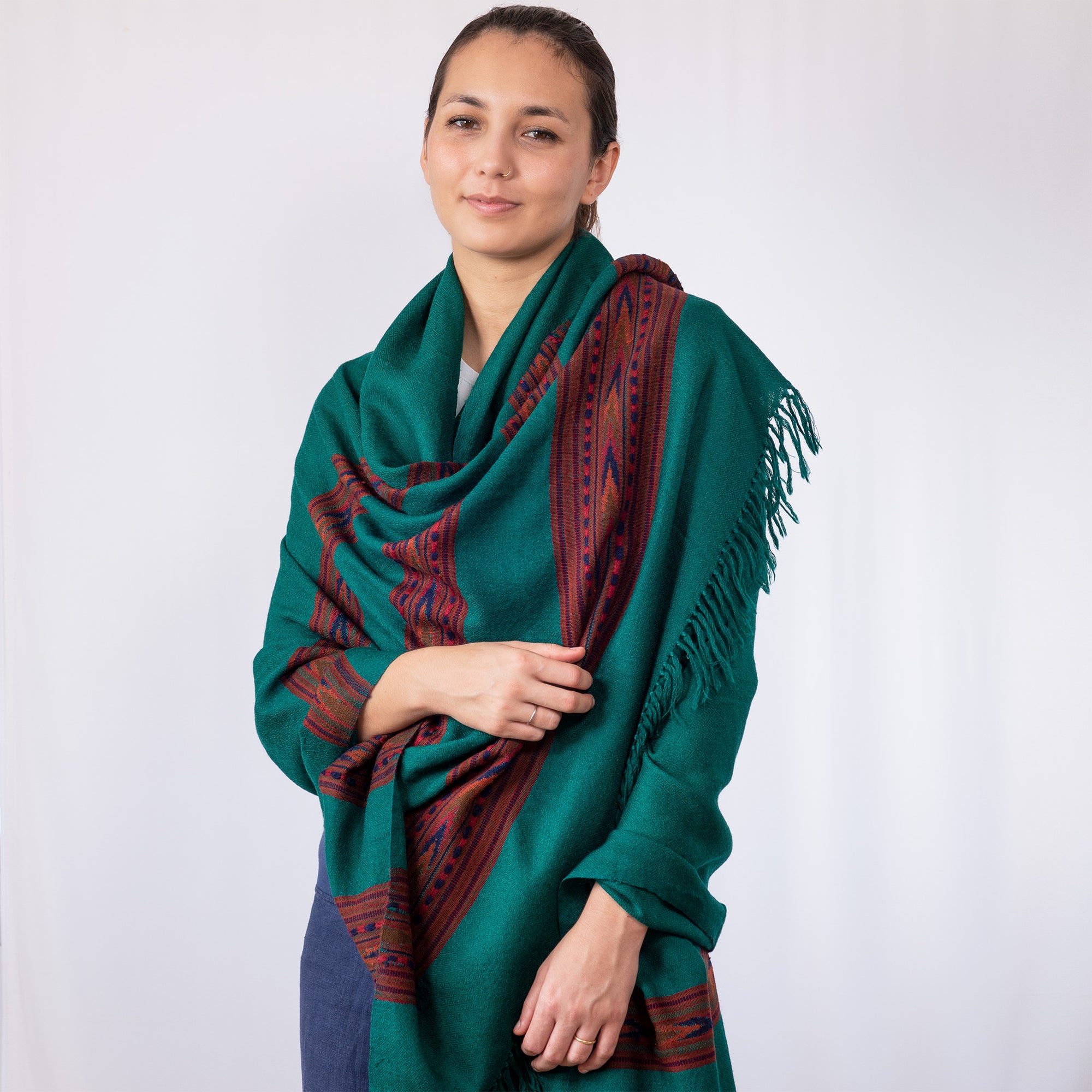 Herringbone Himalayan Cashmere-Wool Shawl (Medium) - The Amma Shop