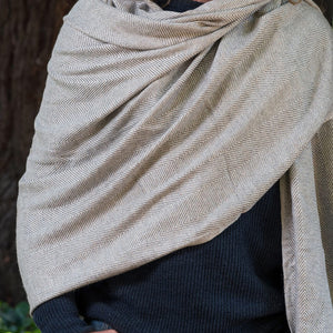 Herringbone Himalayan Cashmere-Wool Shawl (Large)
