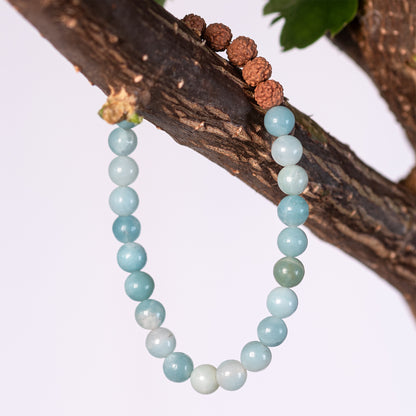 Kanti Gemstone & 5-Rudraksha Bracelet