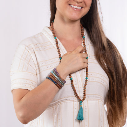 Kanti Gemstone & 5-Rudraksha Bracelet