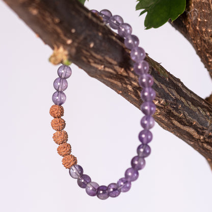Kanti Gemstone & 5-Rudraksha Bracelet