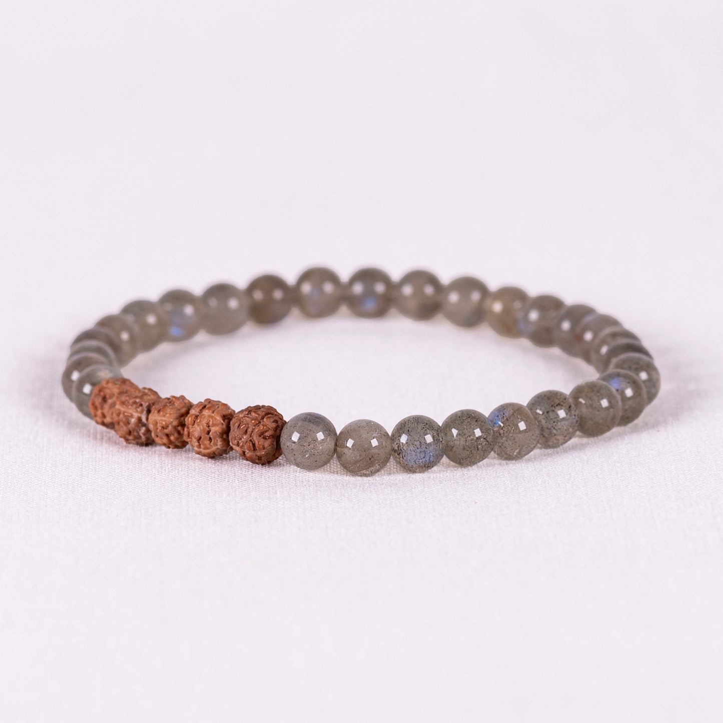 Kanti Gemstone & 5-Rudraksha Bracelet