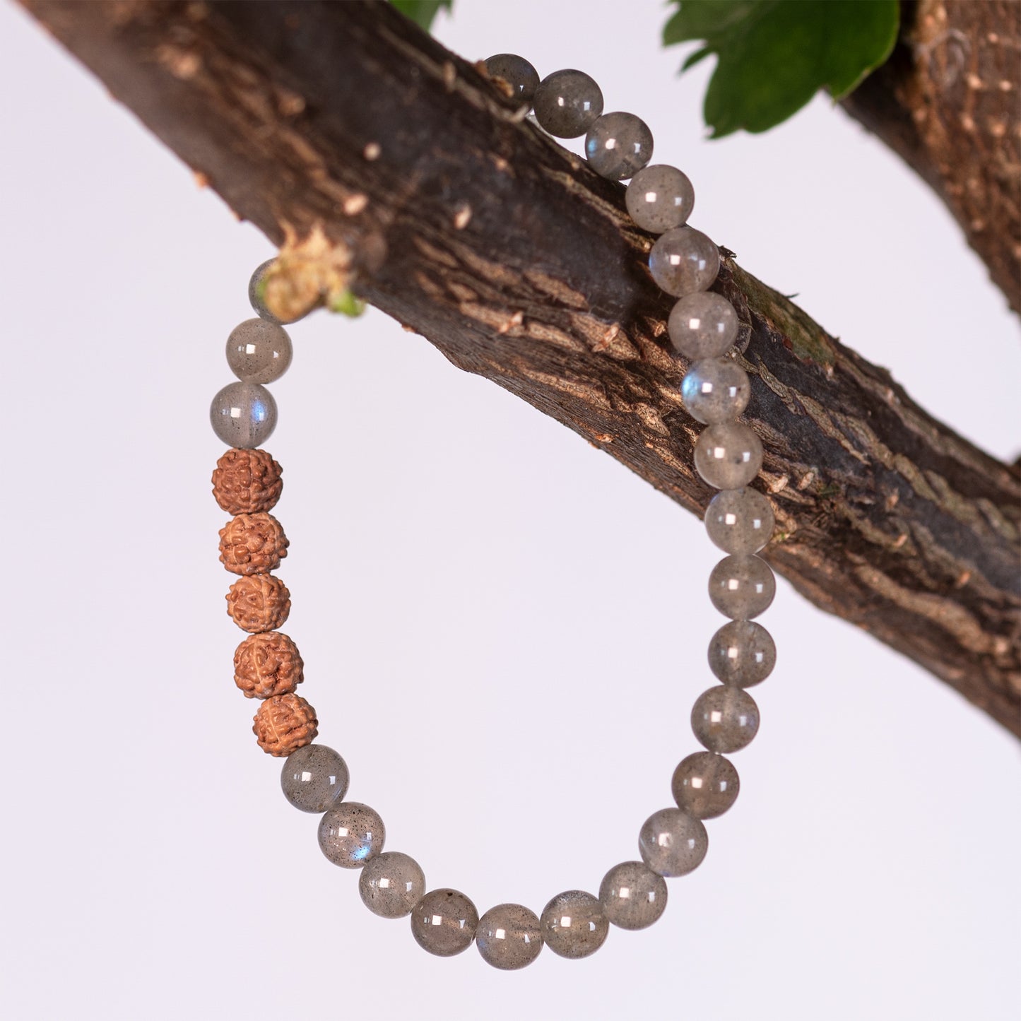 Kanti Gemstone & 5-Rudraksha Bracelet