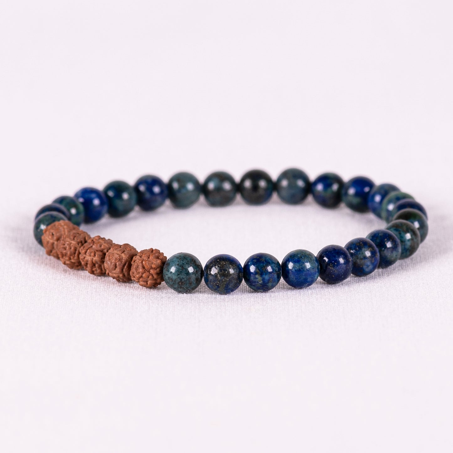 Kanti Gemstone & 5-Rudraksha Bracelet