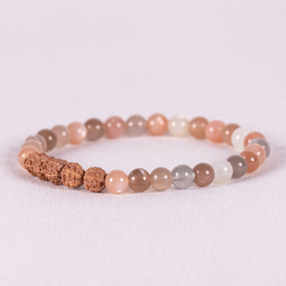 Kanti Gemstone & 5-Rudraksha Bracelet