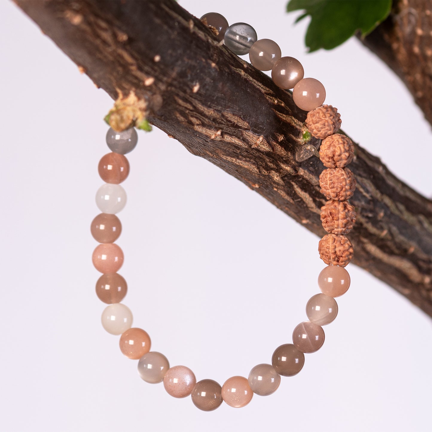 Kanti Gemstone & 5-Rudraksha Bracelet