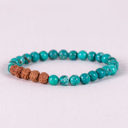 Kanti Gemstone & 5-Rudraksha Bracelet