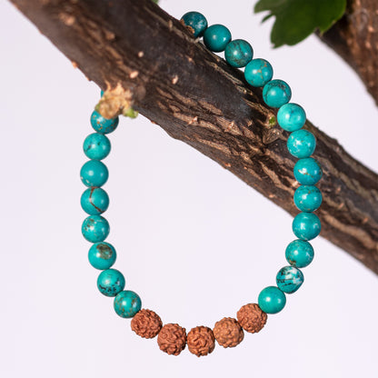 Kanti Gemstone & 5-Rudraksha Bracelet