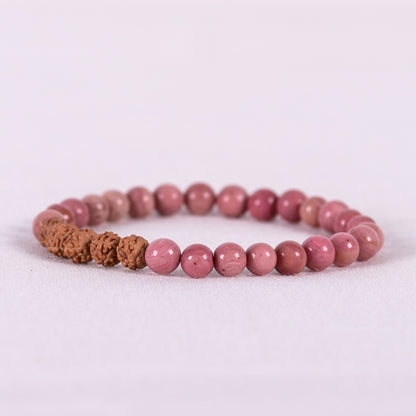 Kanti Gemstone & 5-Rudraksha Bracelet