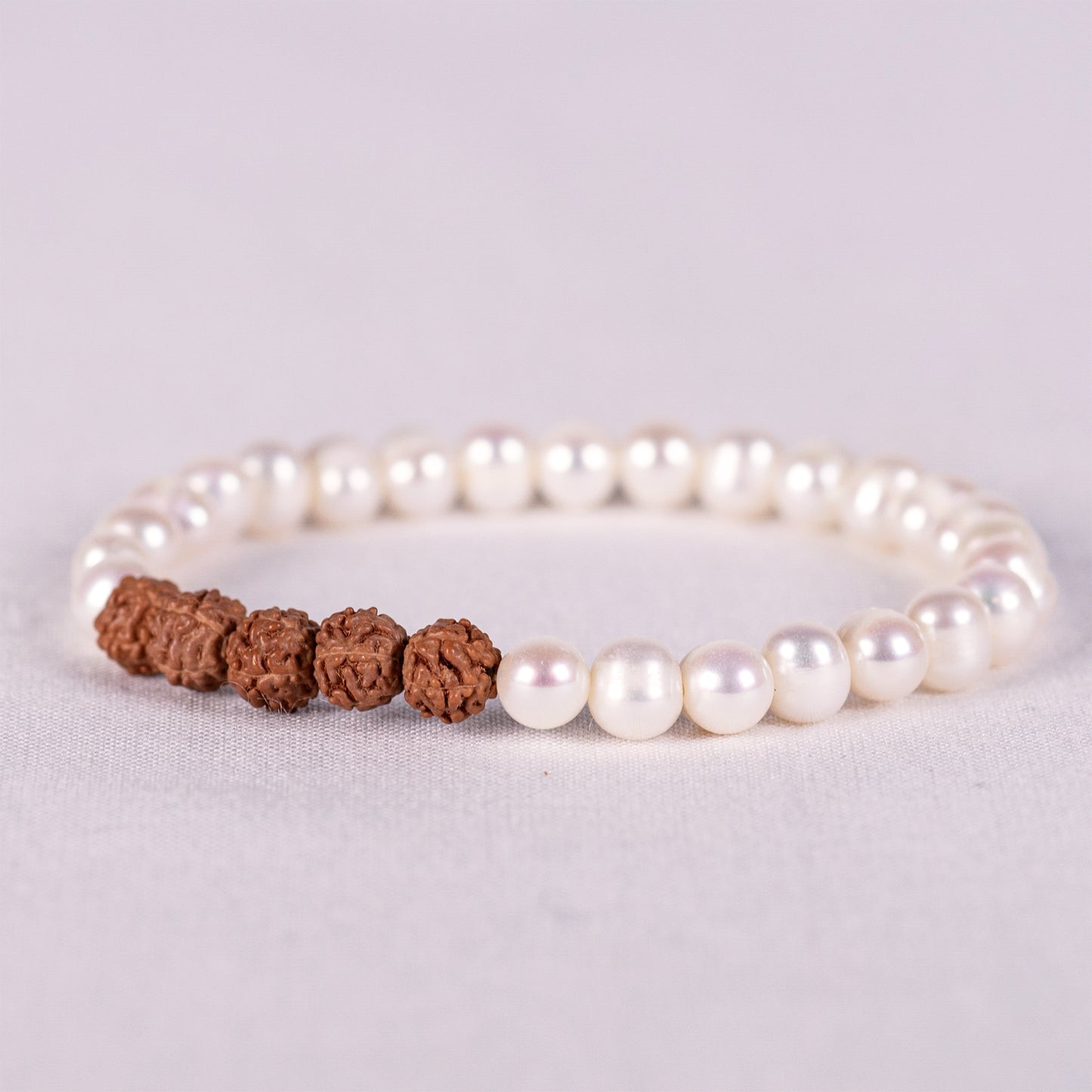 Kanti Gemstone & 5-Rudraksha Bracelet