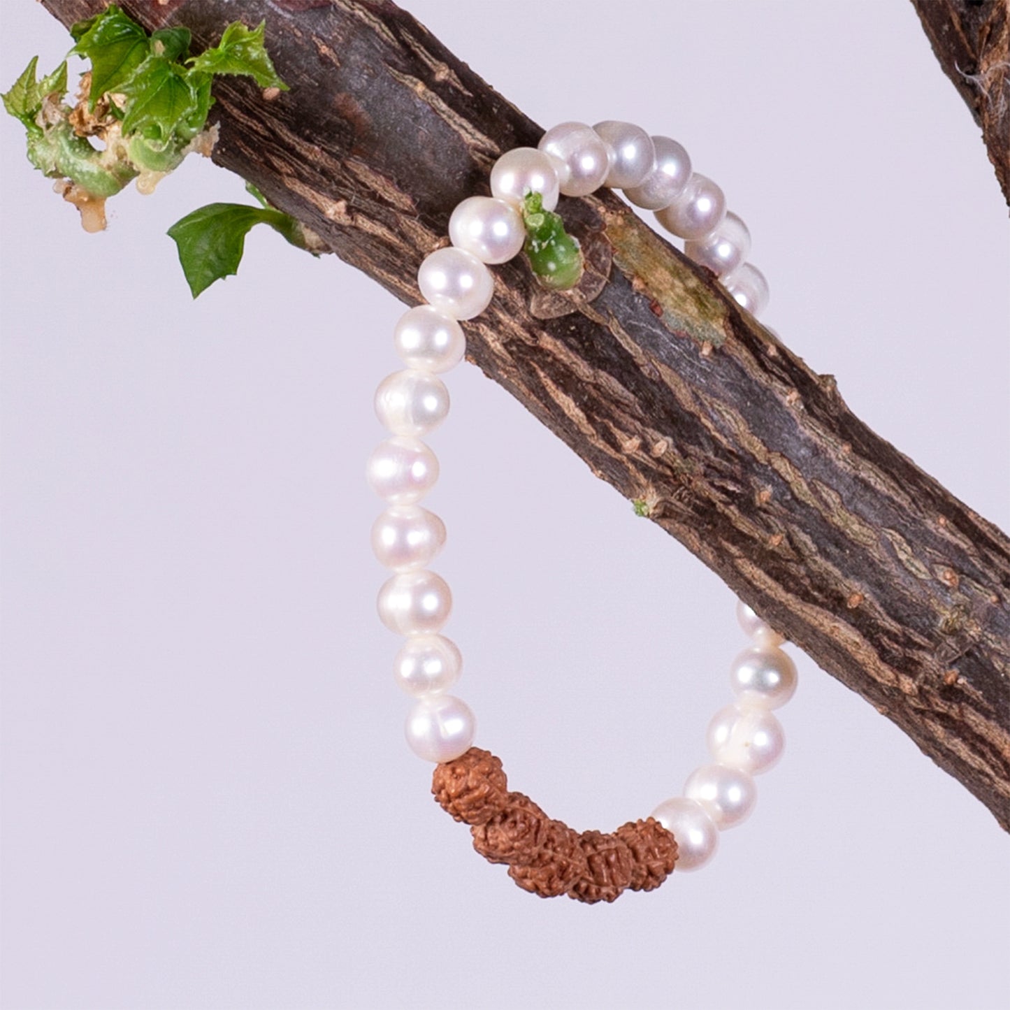 Kanti Gemstone & 5-Rudraksha Bracelet