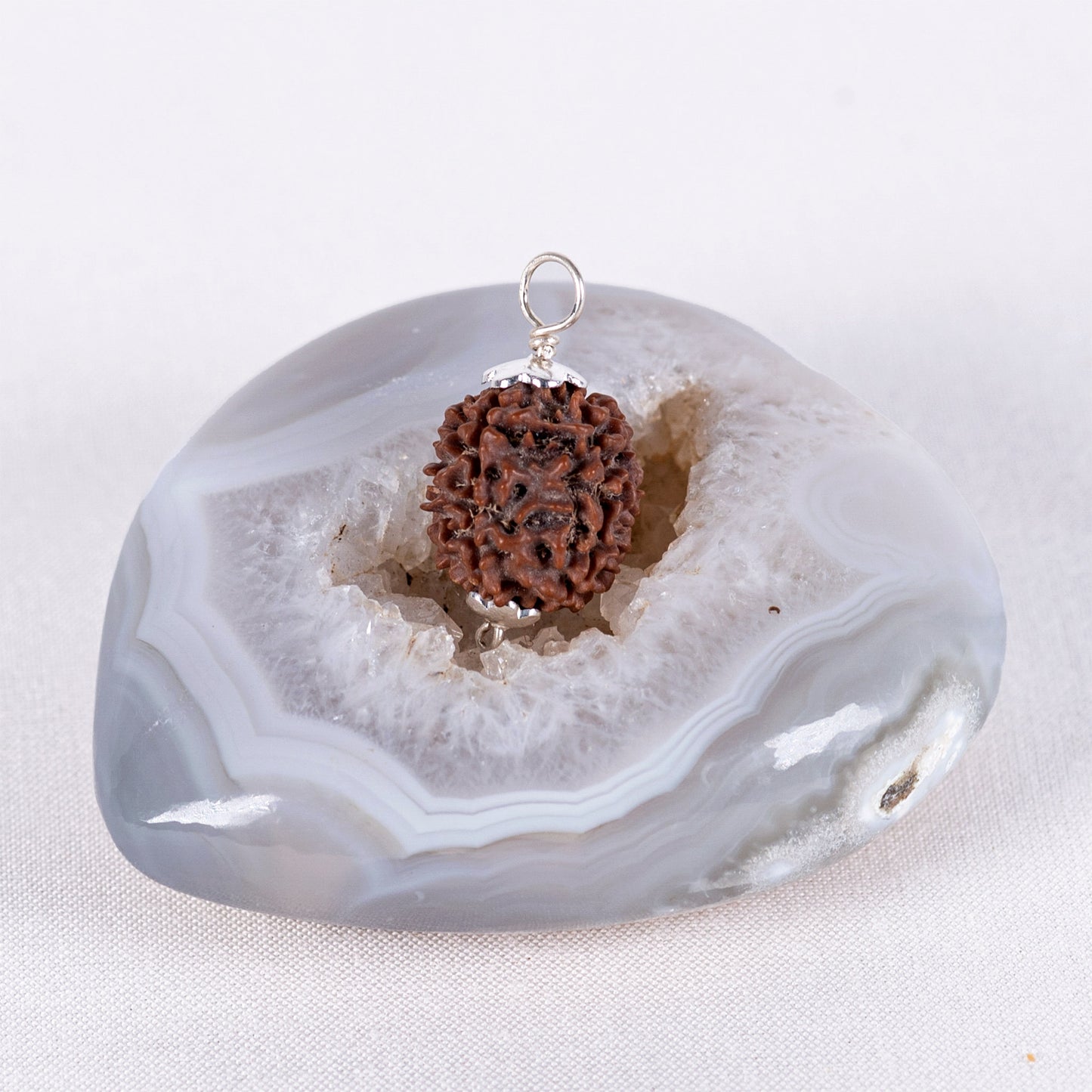 Guru Purnima Amritapuri Rudraksha Pendant - Silver