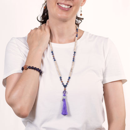 Vrinda - Tulsi & Gems Mini Om Mala