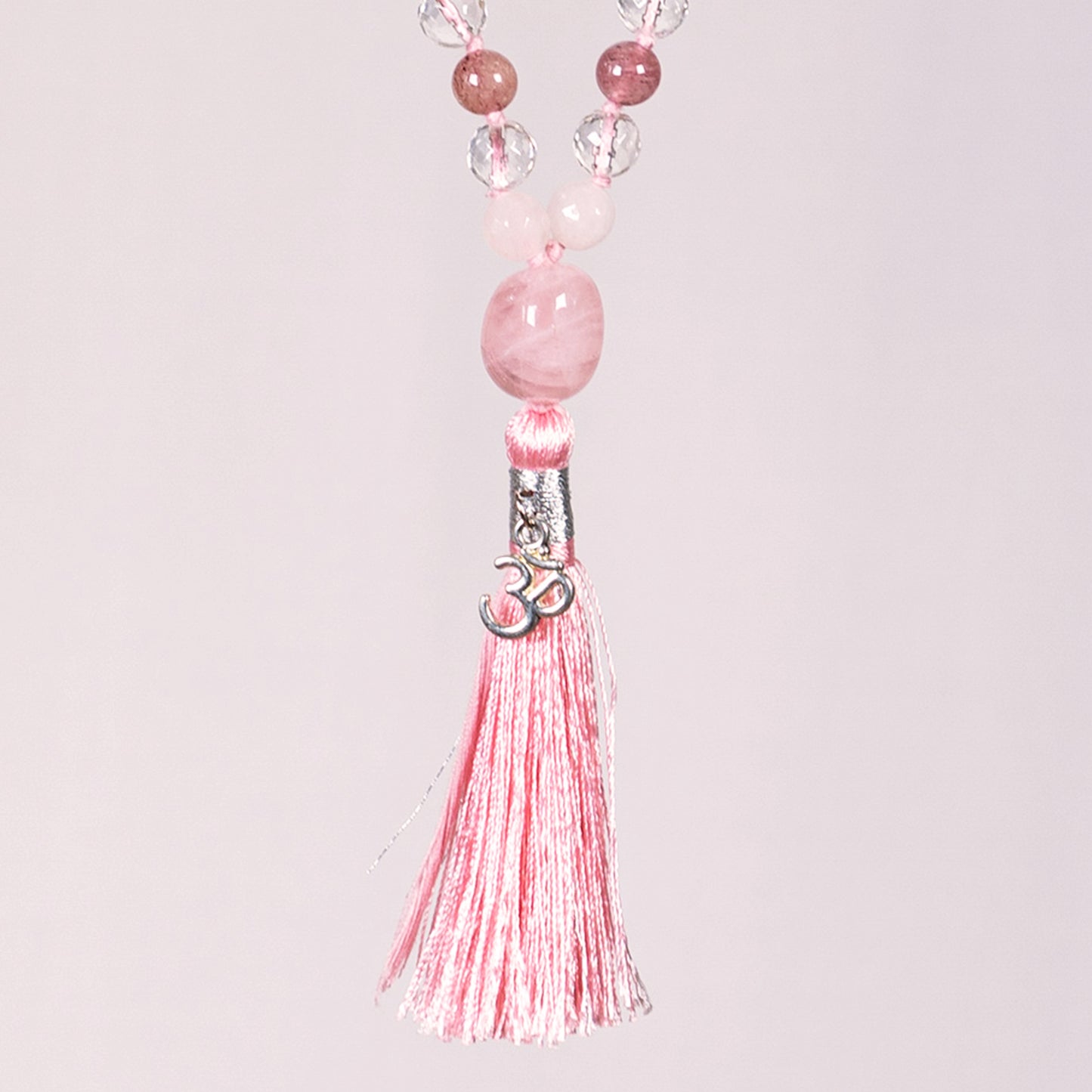 Lakshmi - Tulsi & Pink Gems Om Tassel Mala