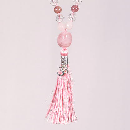 Lakshmi - Tulsi & Pink Gems Om Tassel Mala