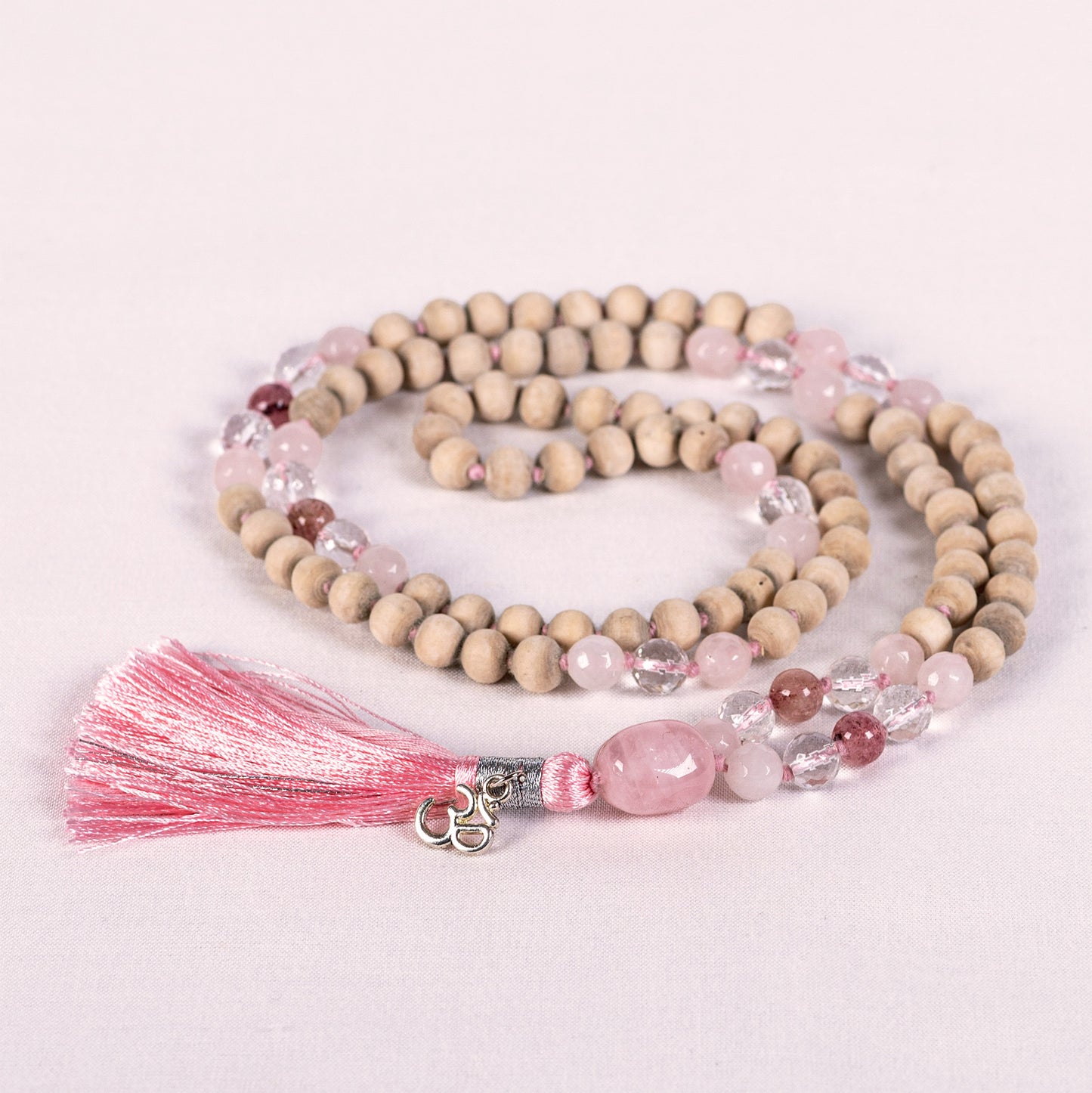 Lakshmi - Tulsi & Pink Gems Om Tassel Mala