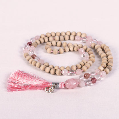 Lakshmi - Tulsi & Pink Gems Om Tassel Mala