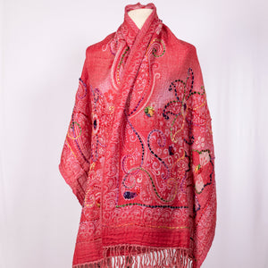 Hand-Embroidered Boiled Wool Shawl