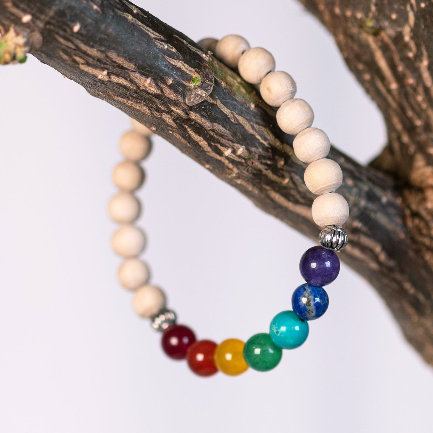 7-CHAKRA RAINBOW QUARTZ & TULSI BRACELET