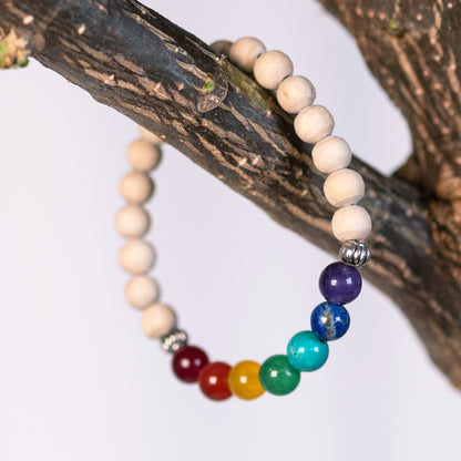 7-CHAKRA RAINBOW QUARTZ & TULSI BRACELET