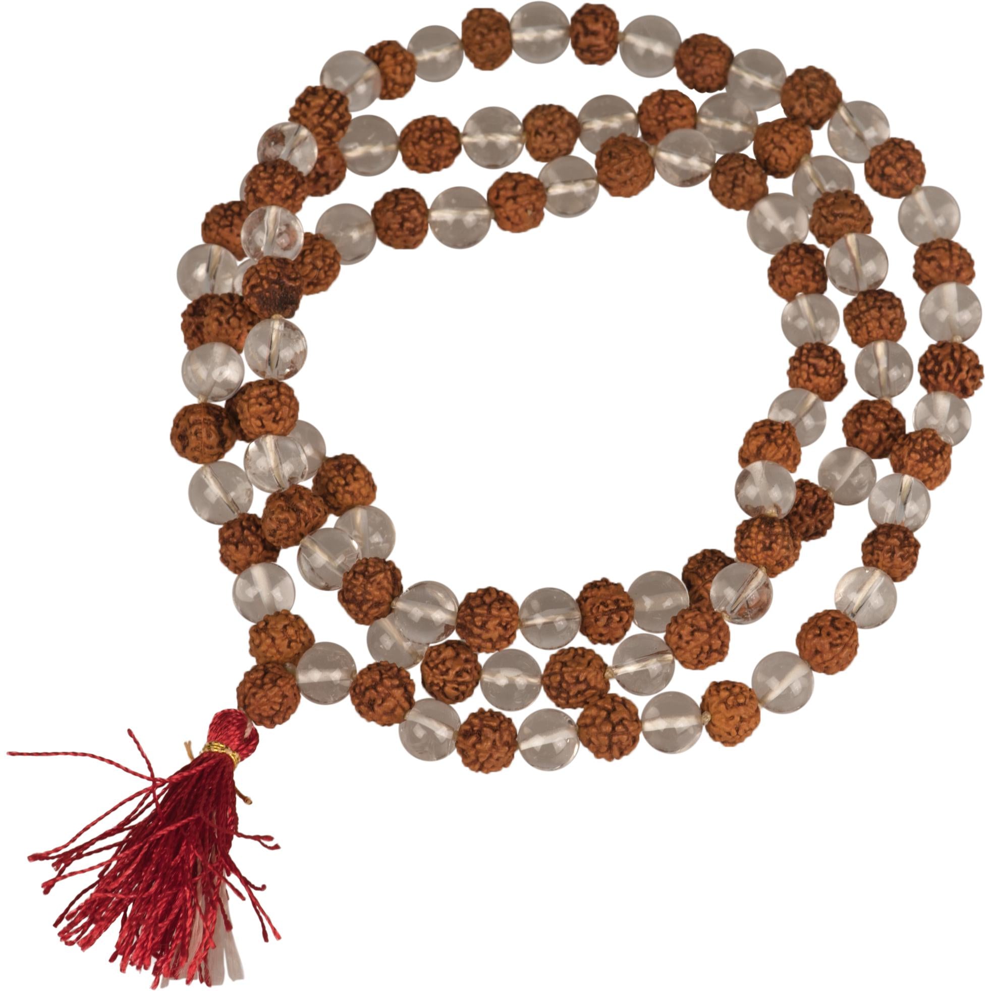 Rudraksha And Quartz Crystal Mala On Cord The Amma Shop