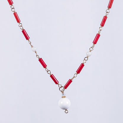 Red Coral & Mother-of-Pearl Necklace (Prasad)